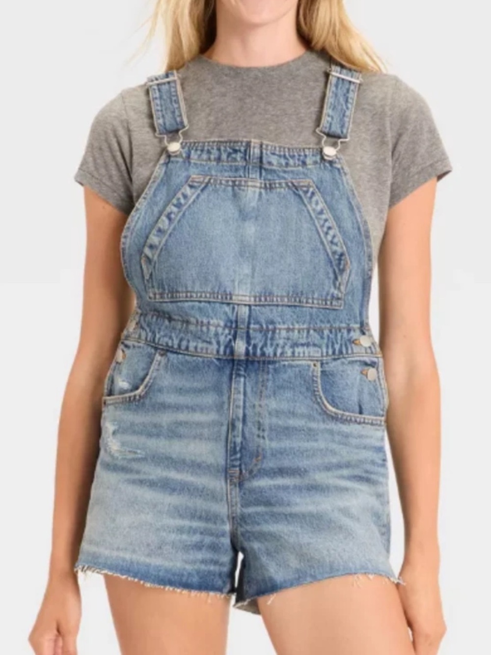 Universal Thread Denim Shortalls Distressed Large